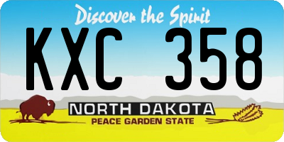ND license plate KXC358