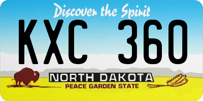 ND license plate KXC360