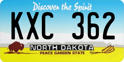 ND license plate KXC362