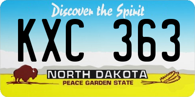 ND license plate KXC363