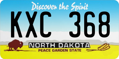 ND license plate KXC368