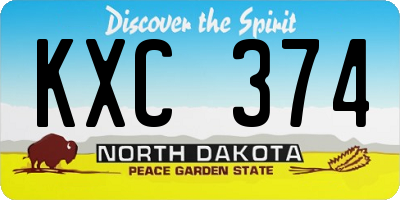 ND license plate KXC374