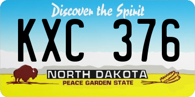 ND license plate KXC376