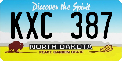 ND license plate KXC387