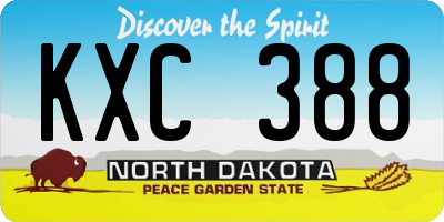 ND license plate KXC388