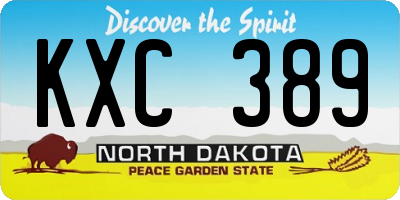 ND license plate KXC389