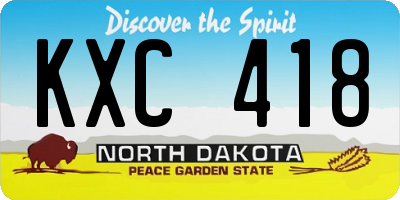 ND license plate KXC418