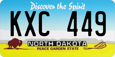 ND license plate KXC449