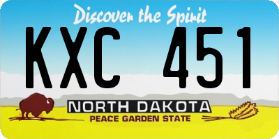 ND license plate KXC451