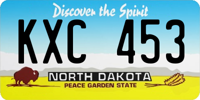 ND license plate KXC453