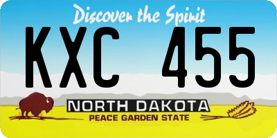 ND license plate KXC455