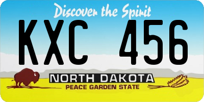 ND license plate KXC456
