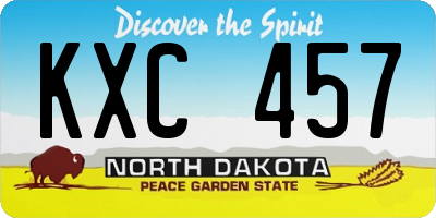 ND license plate KXC457
