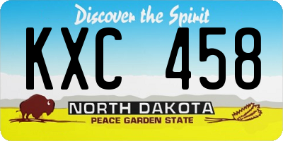 ND license plate KXC458