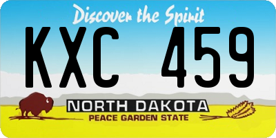 ND license plate KXC459
