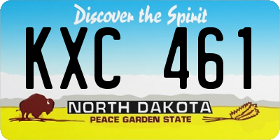 ND license plate KXC461