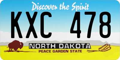 ND license plate KXC478