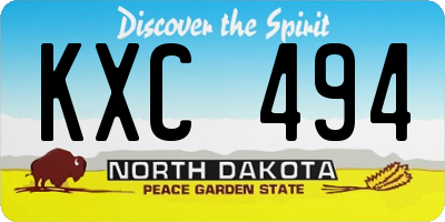 ND license plate KXC494