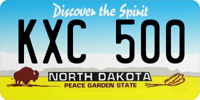 ND license plate KXC500