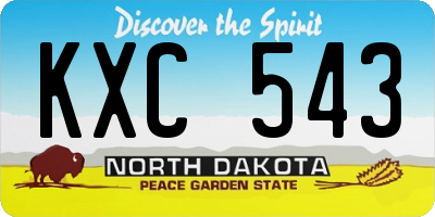 ND license plate KXC543