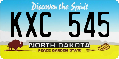 ND license plate KXC545