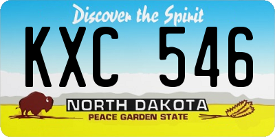 ND license plate KXC546