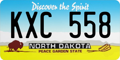 ND license plate KXC558