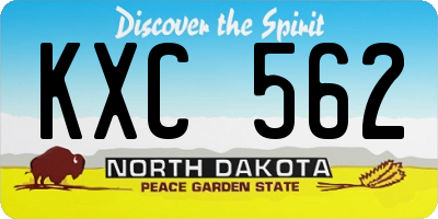ND license plate KXC562