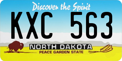 ND license plate KXC563