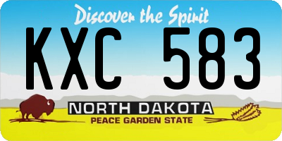ND license plate KXC583