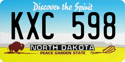 ND license plate KXC598