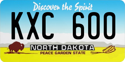 ND license plate KXC600