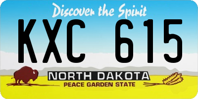 ND license plate KXC615