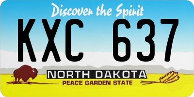 ND license plate KXC637