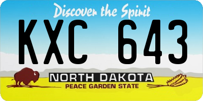 ND license plate KXC643