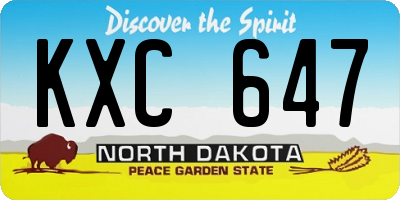 ND license plate KXC647