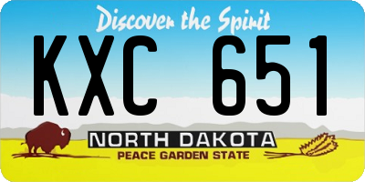 ND license plate KXC651