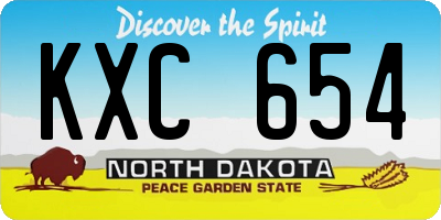 ND license plate KXC654