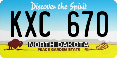 ND license plate KXC670