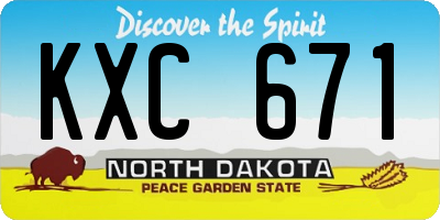 ND license plate KXC671