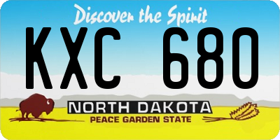 ND license plate KXC680