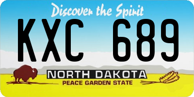 ND license plate KXC689
