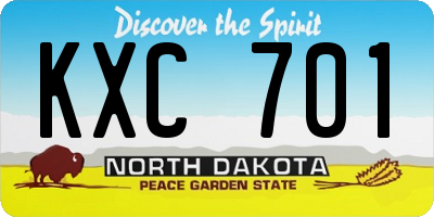 ND license plate KXC701