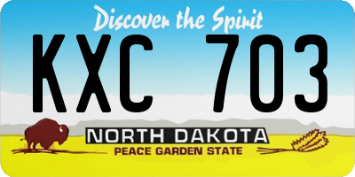 ND license plate KXC703
