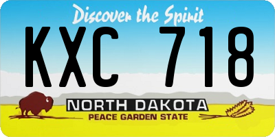 ND license plate KXC718