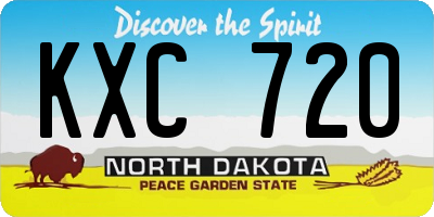 ND license plate KXC720