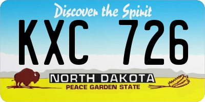 ND license plate KXC726