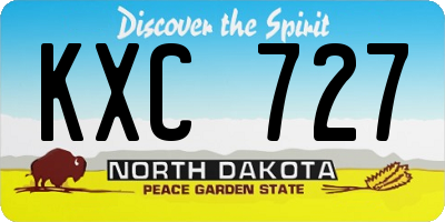 ND license plate KXC727