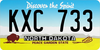 ND license plate KXC733