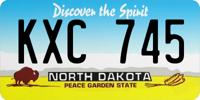 ND license plate KXC745